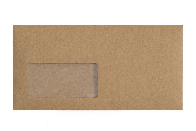 Koperty DIN długie z okienkiem, papier kraft