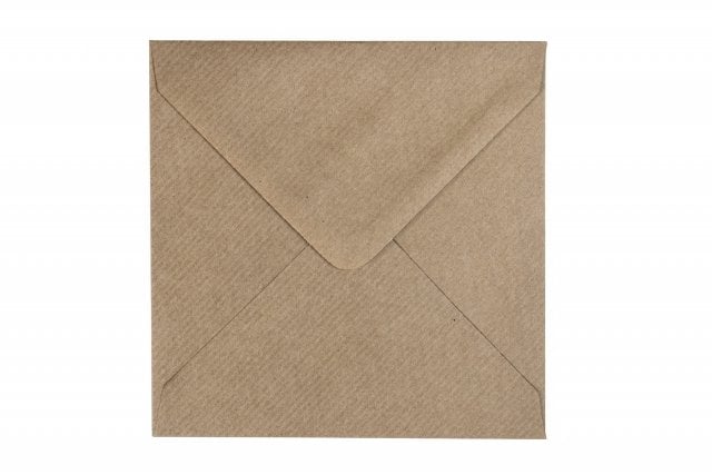 Koperty kwadratowe 140x140 mm, papier kraft Natron prążkowany