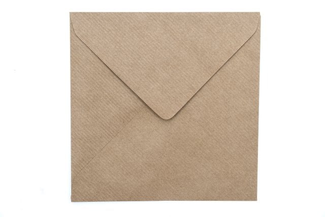 Koperty kwadratowe 155x155 mm, papier Natron kraft prążkowany