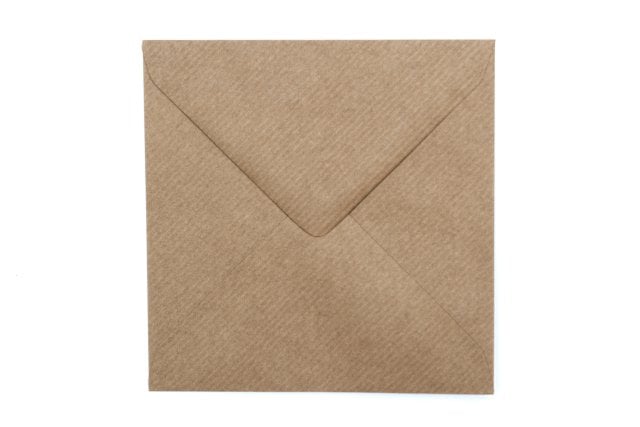 Koperty kwadratowe 130x130 mm, papier kraft Natron prążkowany